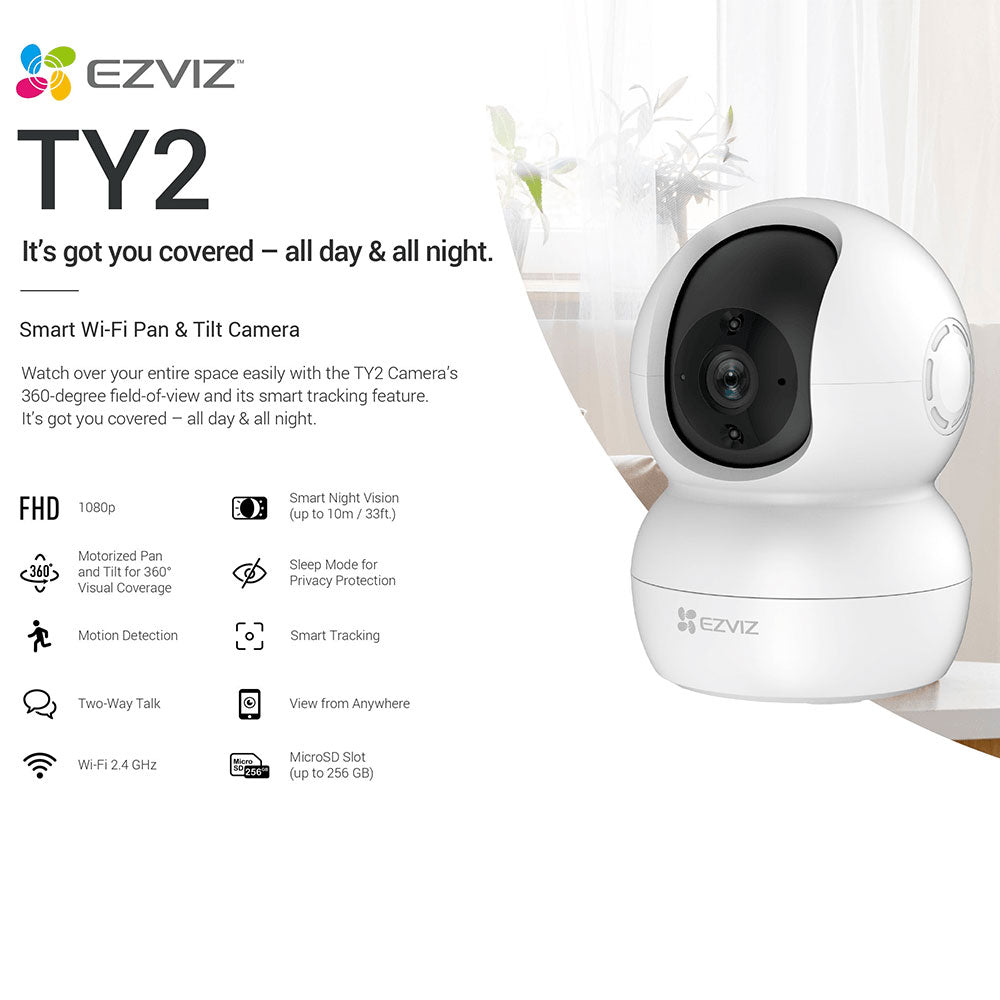 كاميرا EZVIZ TY2 بدقة 2 ميجابكسل تعمل بتقنية الواي فاي