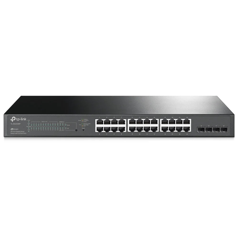 TP-Link TL-SG2428P Managed Rackmount Switch 24 Ports PoE 10/100/1000Mbps + 4 Ports RJ45 10/100/1000Mbps Uplink