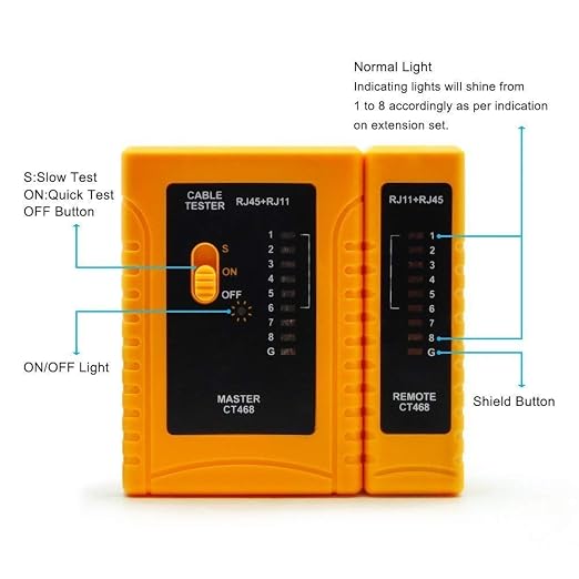 جهاز فحص الكابلات RJ45 - RJ11 عالي الجودة